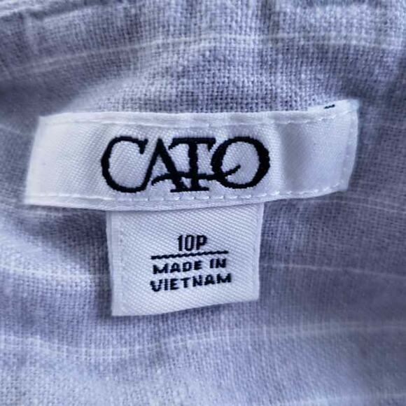 Cato Linen Blend Pants Stripe Gray White 10P Petite Summer Pants Wide Leg - Picture 6 of 7